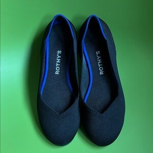 Rothy's Black Flats with Blue Trim